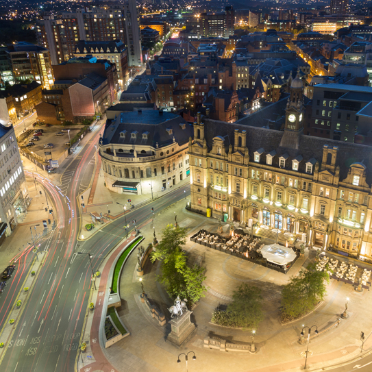 Leeds city centre at night